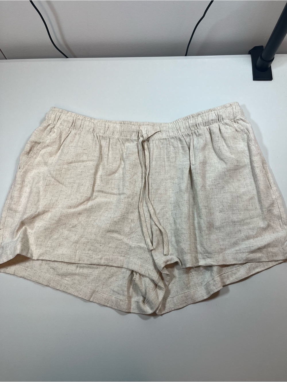 BLENCA Linen Blend Shorts XL Natural Beige Drawstring Elastic Waist